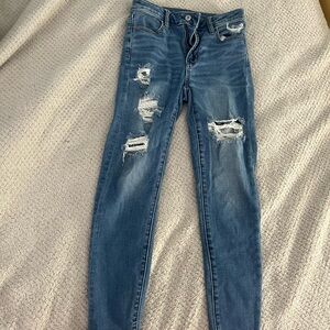 American Eagle Outfitters Ripped Blue Skinny Jeans